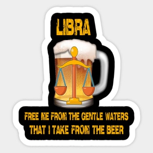 Libra Sign Funny Beer T-Shirt Sticker